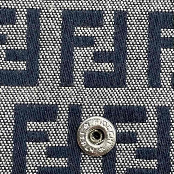 Fendi Gray Zucca Monogram Card Holder Inner Pocket Snap Clutch Baguette - Picture 4 of 15